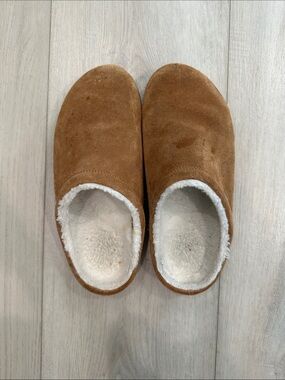 Alo Yoga Faux Shearling Suede Mule Slippers Brown Size 8 Cozy Comfort